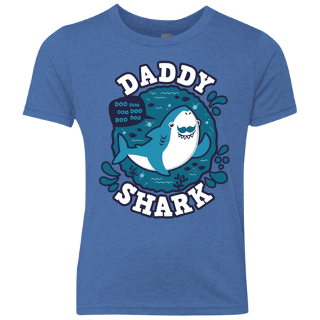 T-Shirts Vintage Royal / YXS Shark Family trazo - Daddy Youth Triblend T-Shirt