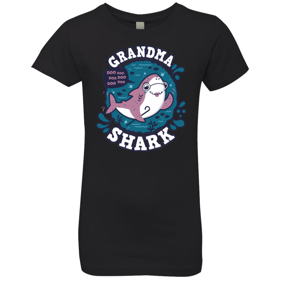 T-Shirts Black / YXS Shark Family trazo - Grandma Girls Premium T-Shirt