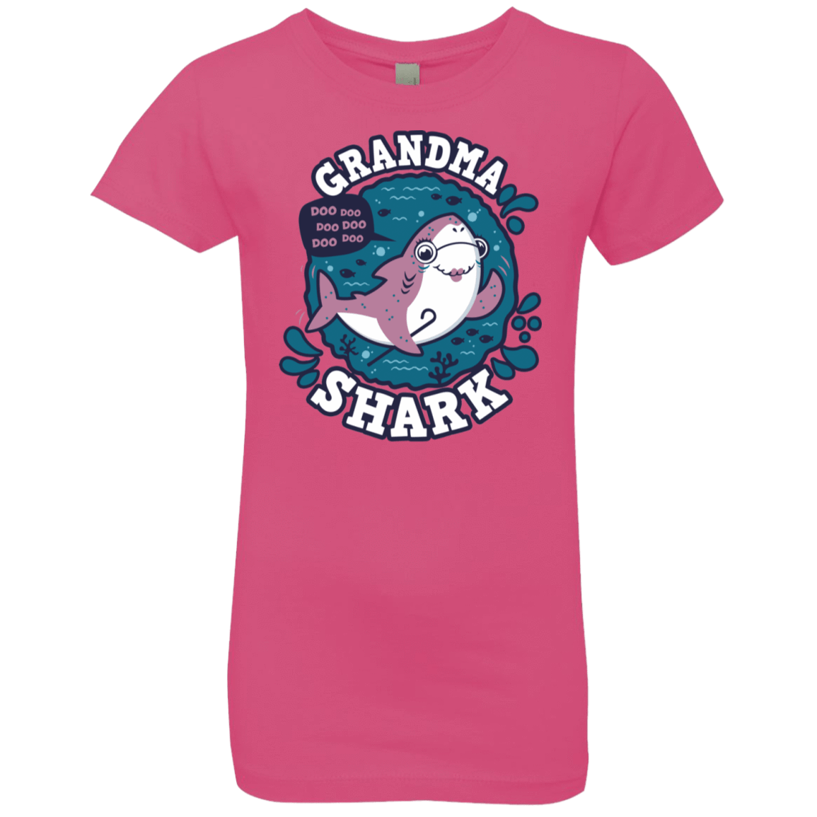 T-Shirts Hot Pink / YXS Shark Family trazo - Grandma Girls Premium T-Shirt