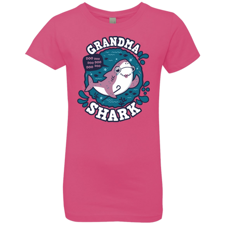 T-Shirts Hot Pink / YXS Shark Family trazo - Grandma Girls Premium T-Shirt