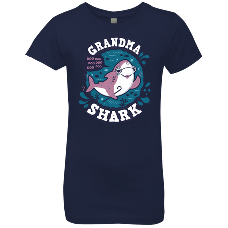 T-Shirts Midnight Navy / YXS Shark Family trazo - Grandma Girls Premium T-Shirt