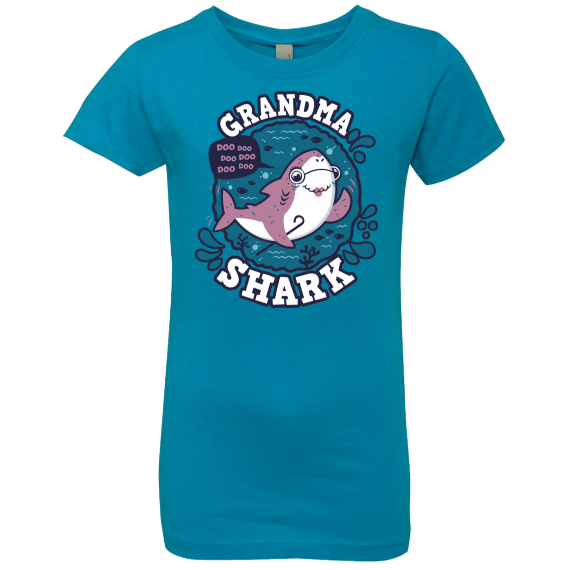 T-Shirts Turquoise / YXS Shark Family trazo - Grandma Girls Premium T-Shirt