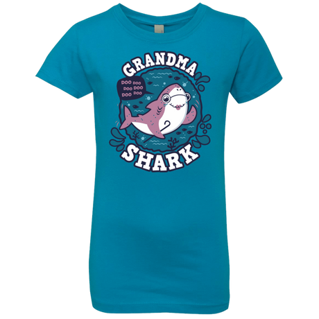 T-Shirts Turquoise / YXS Shark Family trazo - Grandma Girls Premium T-Shirt