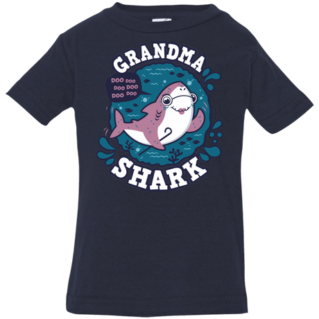 T-Shirts Navy / 6 Months Shark Family trazo - Grandma Infant Premium T-Shirt