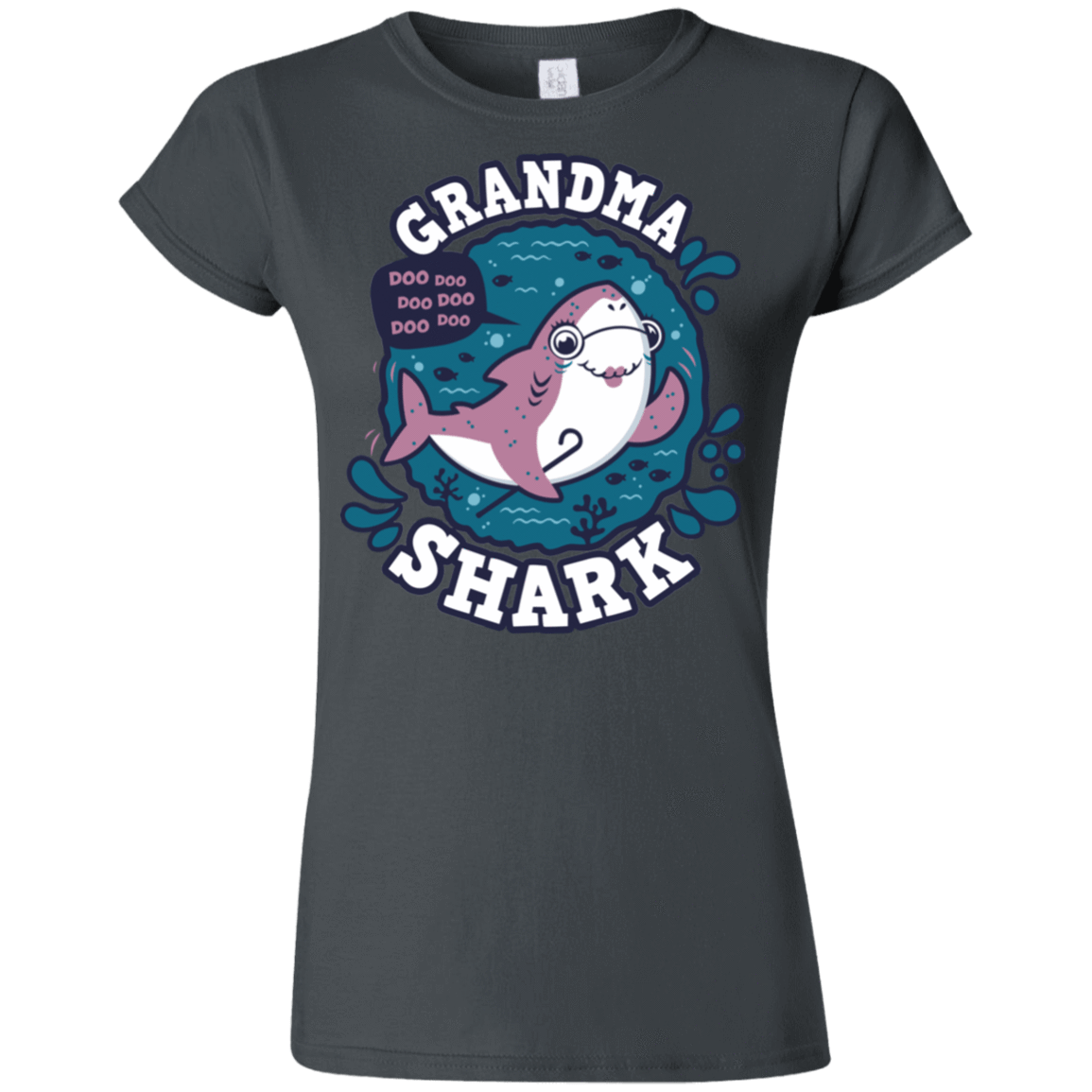 T-Shirts Charcoal / S Shark Family trazo - Grandma Junior Slimmer-Fit T-Shirt