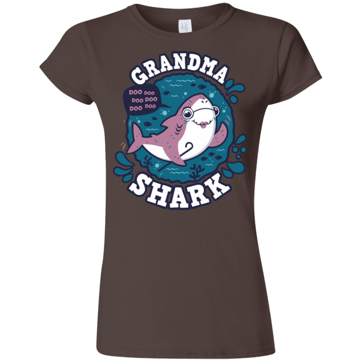 T-Shirts Dark Chocolate / S Shark Family trazo - Grandma Junior Slimmer-Fit T-Shirt