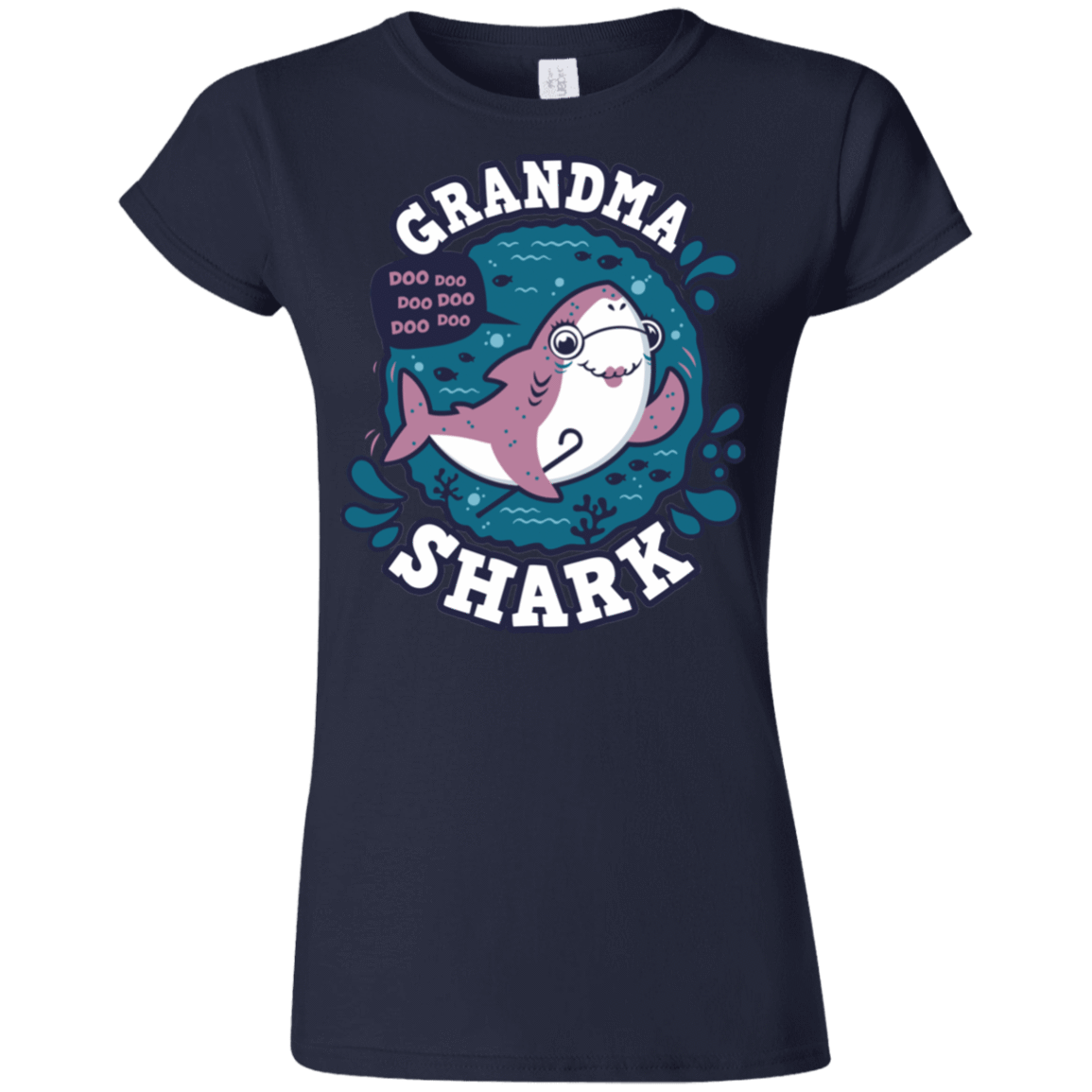 T-Shirts Navy / S Shark Family trazo - Grandma Junior Slimmer-Fit T-Shirt