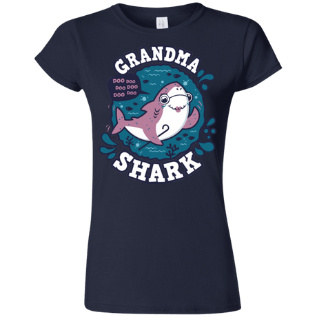 T-Shirts Navy / S Shark Family trazo - Grandma Junior Slimmer-Fit T-Shirt