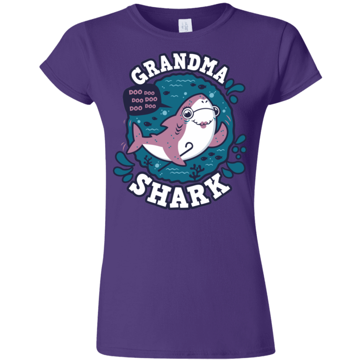 T-Shirts Purple / S Shark Family trazo - Grandma Junior Slimmer-Fit T-Shirt