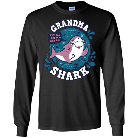 T-Shirts Black / S Shark Family trazo - Grandma Men's Long Sleeve T-Shirt