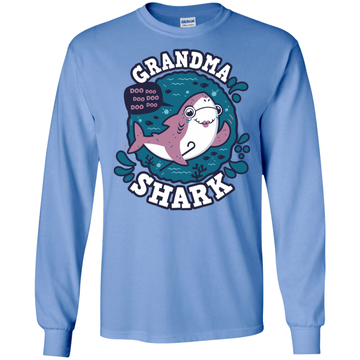 T-Shirts Carolina Blue / S Shark Family trazo - Grandma Men's Long Sleeve T-Shirt