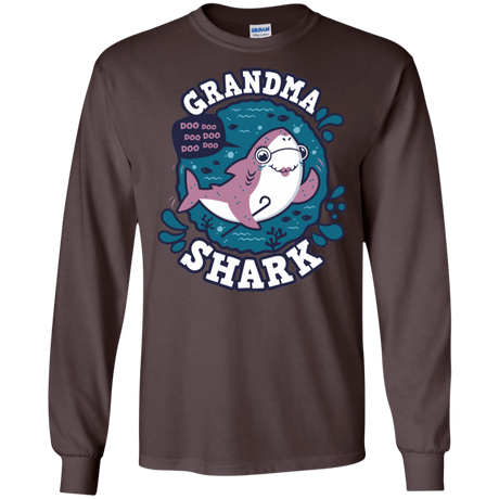 T-Shirts Dark Chocolate / S Shark Family trazo - Grandma Men's Long Sleeve T-Shirt