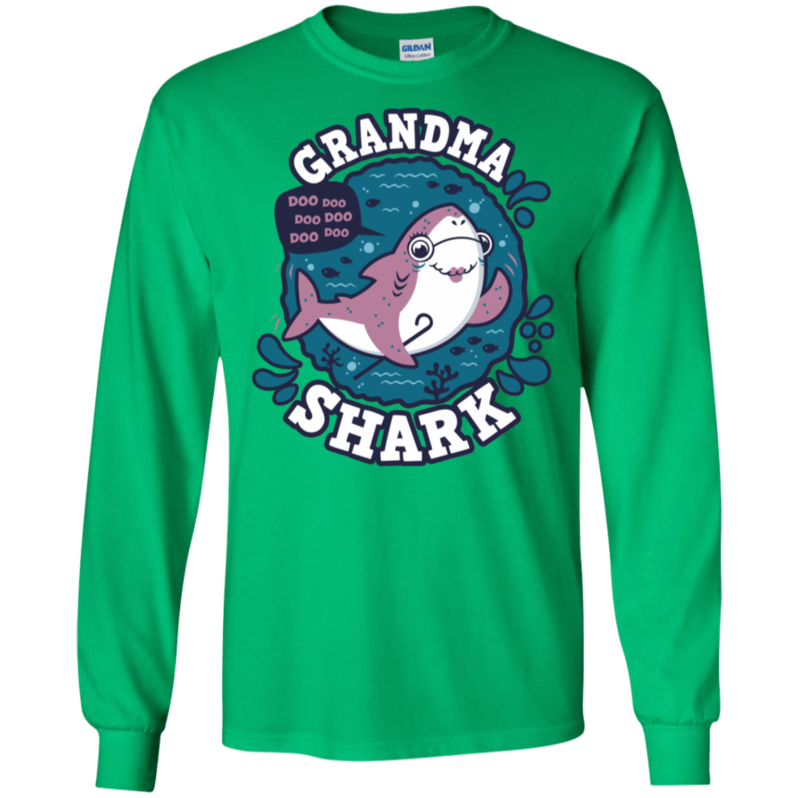 T-Shirts Irish Green / S Shark Family trazo - Grandma Men's Long Sleeve T-Shirt