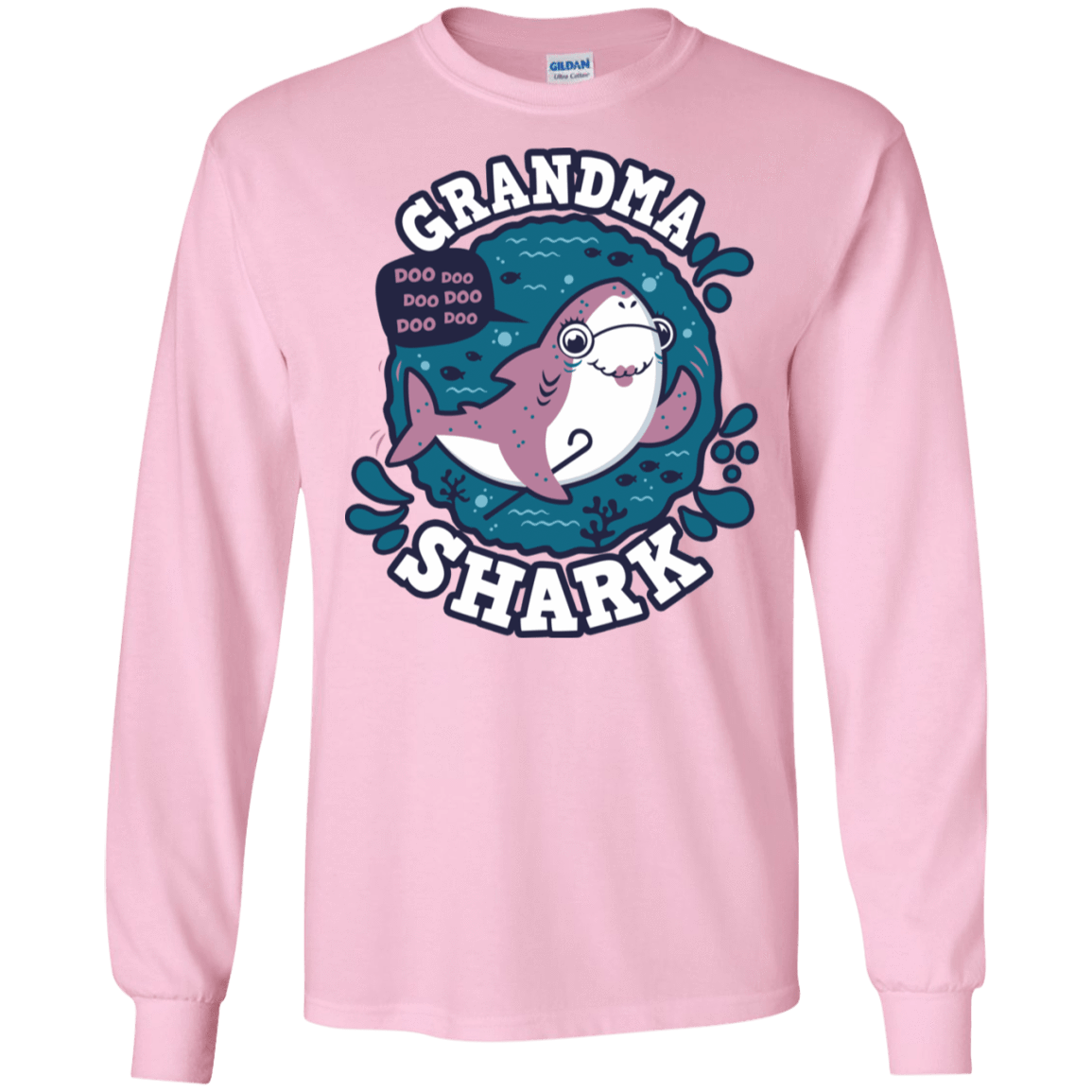 T-Shirts Light Pink / S Shark Family trazo - Grandma Men's Long Sleeve T-Shirt