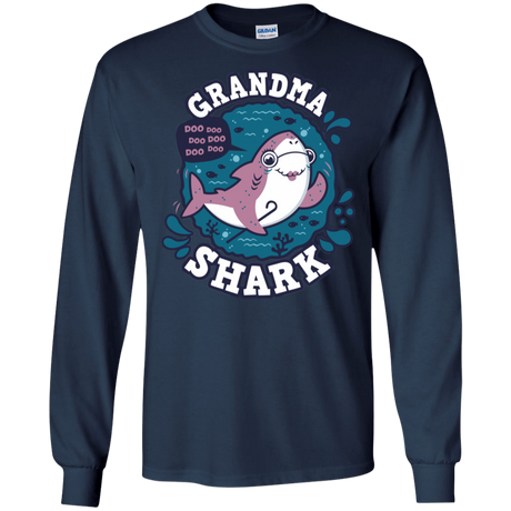 T-Shirts Navy / S Shark Family trazo - Grandma Men's Long Sleeve T-Shirt