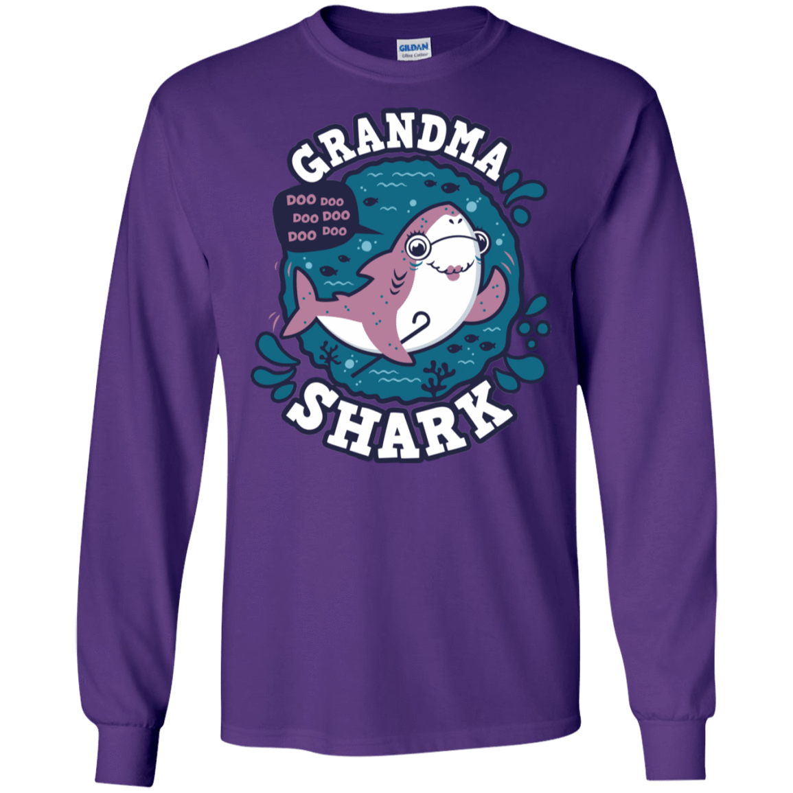 T-Shirts Purple / S Shark Family trazo - Grandma Men's Long Sleeve T-Shirt