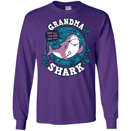 T-Shirts Purple / S Shark Family trazo - Grandma Men's Long Sleeve T-Shirt