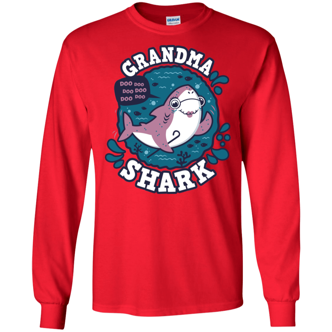 T-Shirts Red / S Shark Family trazo - Grandma Men's Long Sleeve T-Shirt