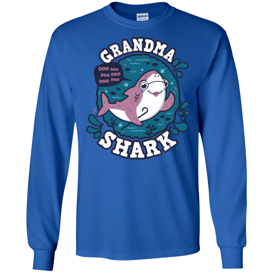 T-Shirts Royal / S Shark Family trazo - Grandma Men's Long Sleeve T-Shirt