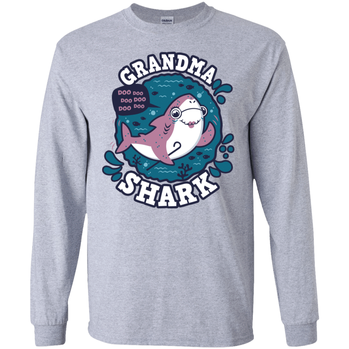 T-Shirts Sport Grey / S Shark Family trazo - Grandma Men's Long Sleeve T-Shirt