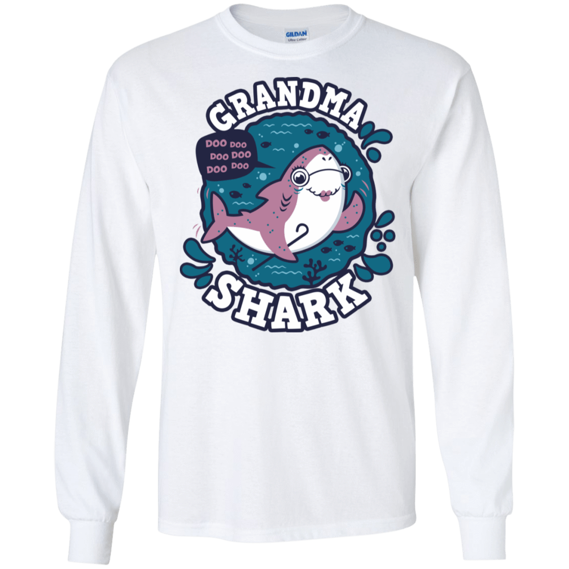 T-Shirts White / S Shark Family trazo - Grandma Men's Long Sleeve T-Shirt