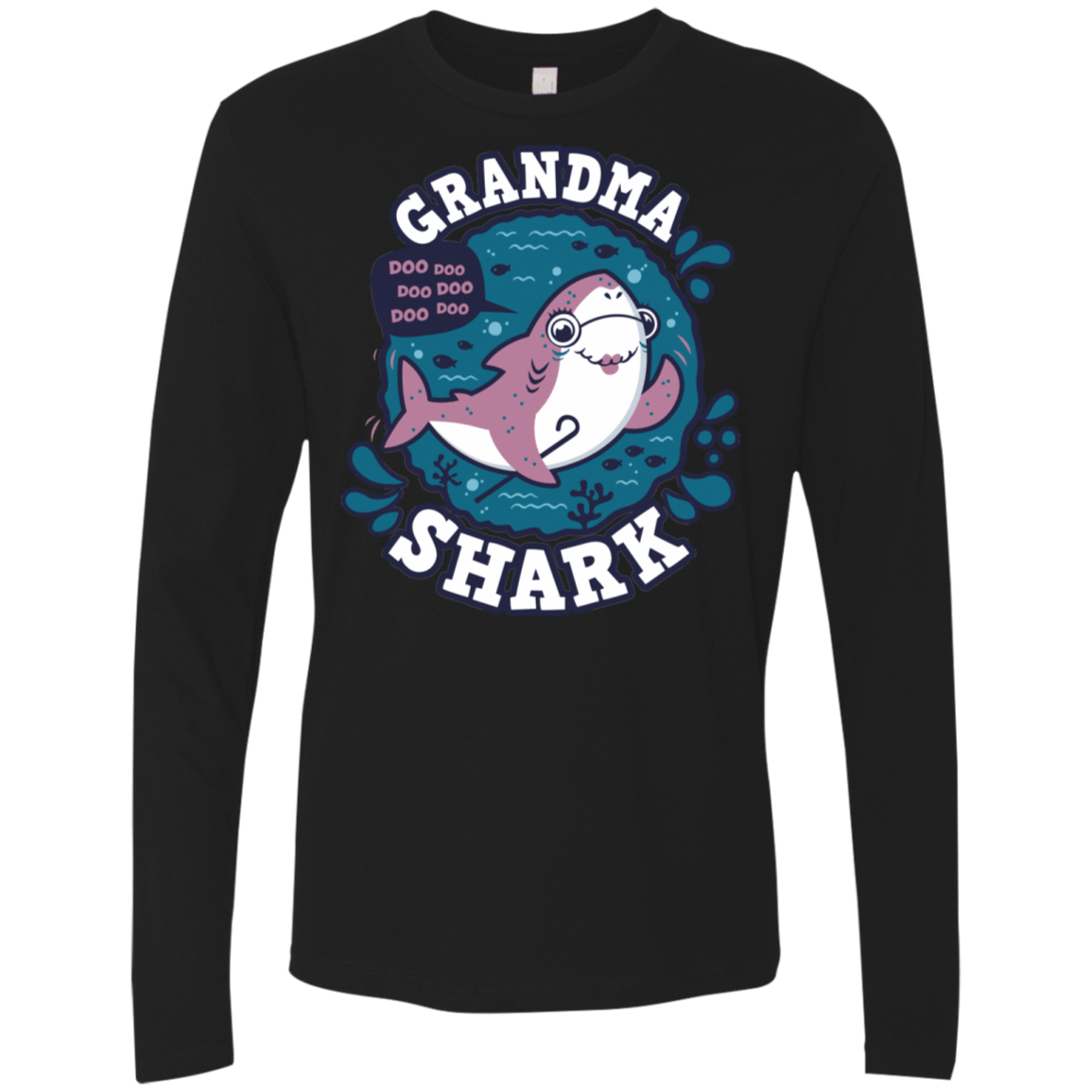 T-Shirts Black / S Shark Family trazo - Grandma Men's Premium Long Sleeve