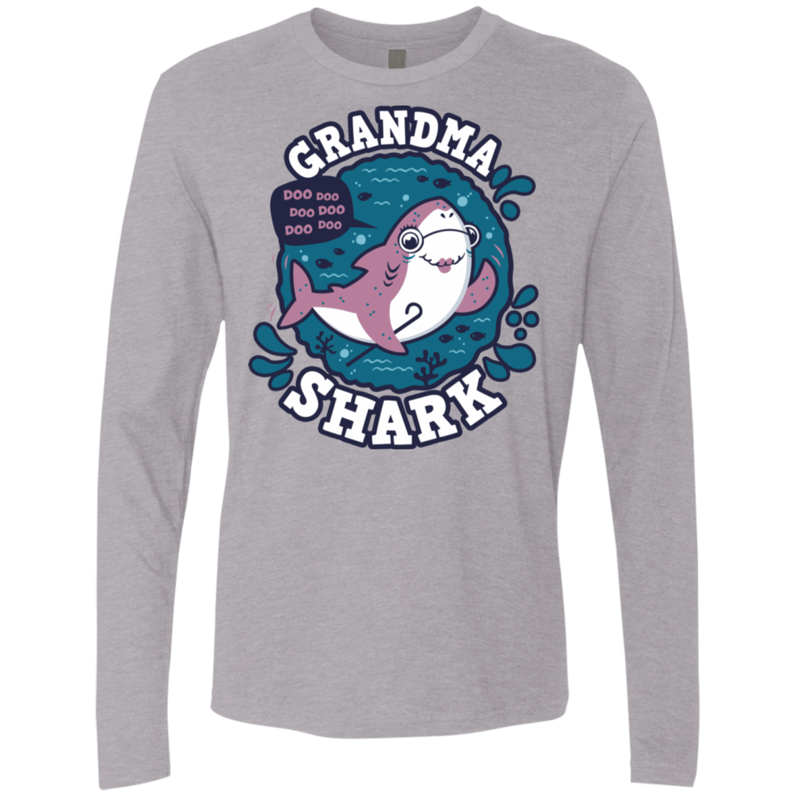 T-Shirts Heather Grey / S Shark Family trazo - Grandma Men's Premium Long Sleeve