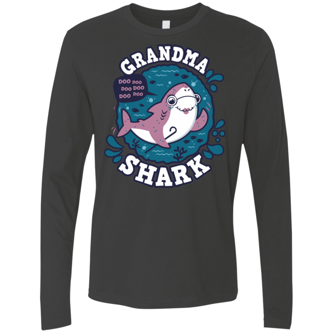T-Shirts Heavy Metal / S Shark Family trazo - Grandma Men's Premium Long Sleeve