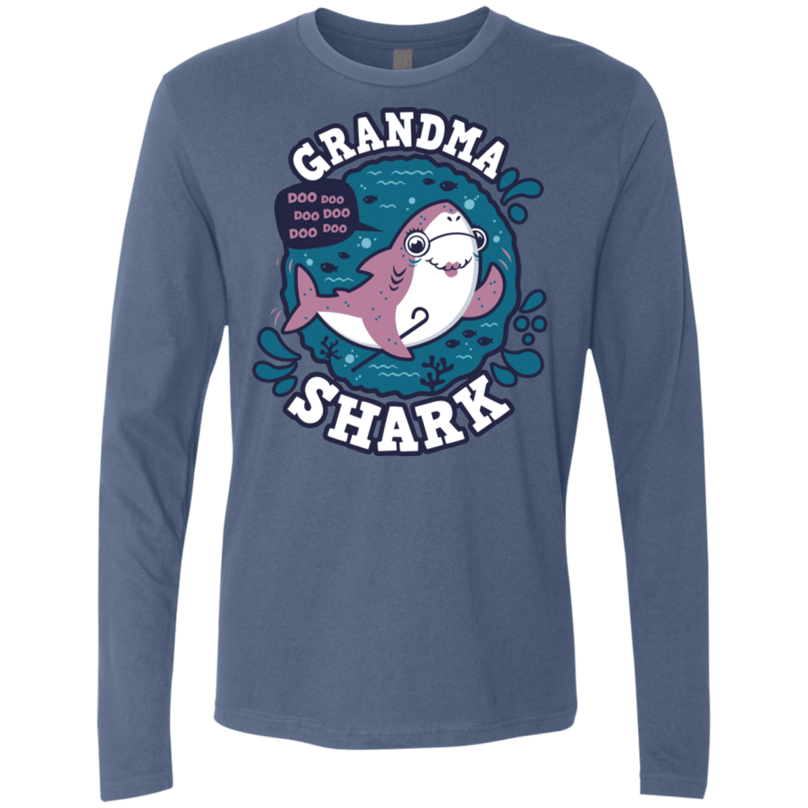 T-Shirts Indigo / S Shark Family trazo - Grandma Men's Premium Long Sleeve