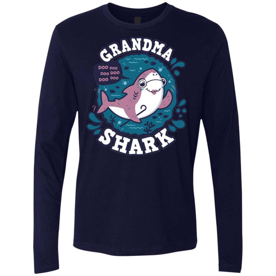 T-Shirts Midnight Navy / S Shark Family trazo - Grandma Men's Premium Long Sleeve