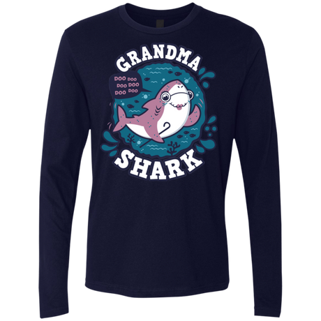 T-Shirts Midnight Navy / S Shark Family trazo - Grandma Men's Premium Long Sleeve
