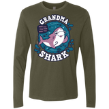 T-Shirts Military Green / S Shark Family trazo - Grandma Men's Premium Long Sleeve