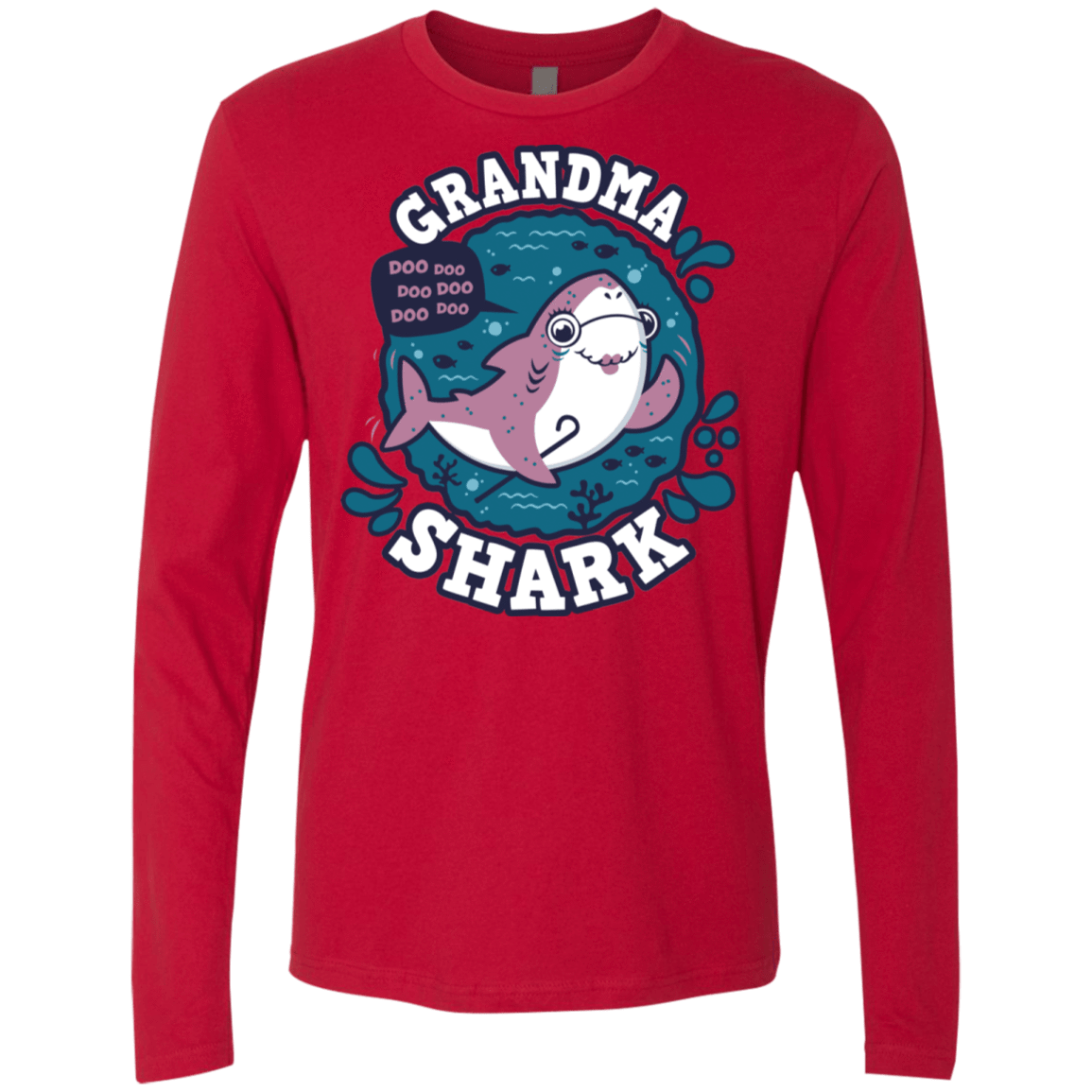 T-Shirts Red / S Shark Family trazo - Grandma Men's Premium Long Sleeve
