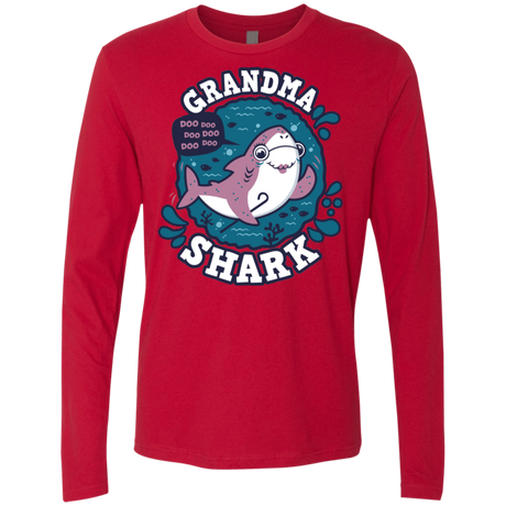T-Shirts Red / S Shark Family trazo - Grandma Men's Premium Long Sleeve