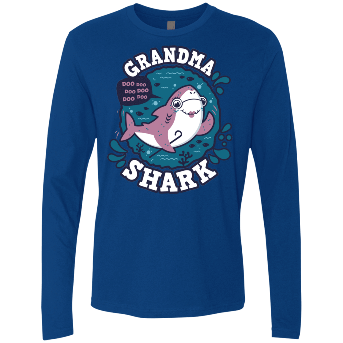 T-Shirts Royal / S Shark Family trazo - Grandma Men's Premium Long Sleeve
