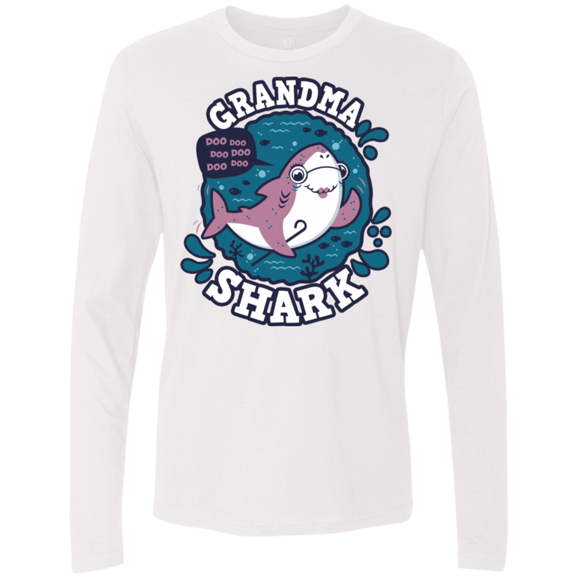 T-Shirts White / S Shark Family trazo - Grandma Men's Premium Long Sleeve