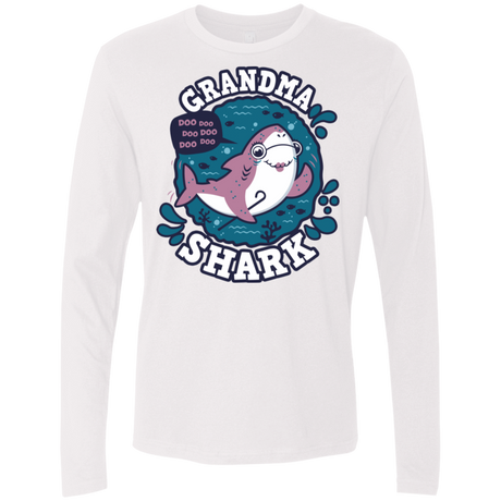T-Shirts White / S Shark Family trazo - Grandma Men's Premium Long Sleeve