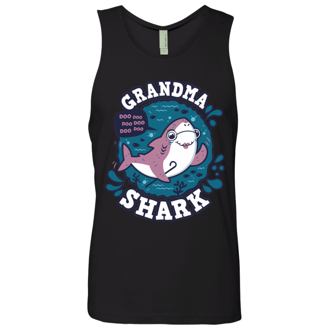 T-Shirts Black / S Shark Family trazo - Grandma Men's Premium Tank Top