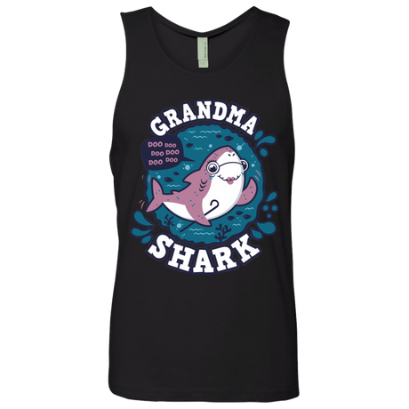 T-Shirts Black / S Shark Family trazo - Grandma Men's Premium Tank Top