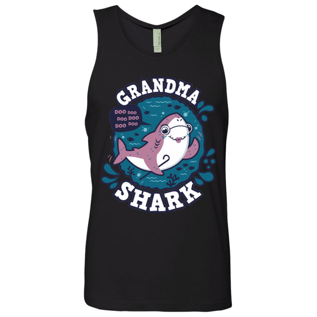 T-Shirts Black / S Shark Family trazo - Grandma Men's Premium Tank Top