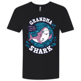T-Shirts Black / X-Small Shark Family trazo - Grandma Men's Premium V-Neck