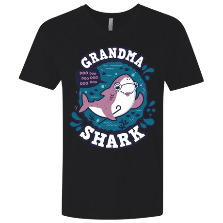 T-Shirts Black / X-Small Shark Family trazo - Grandma Men's Premium V-Neck