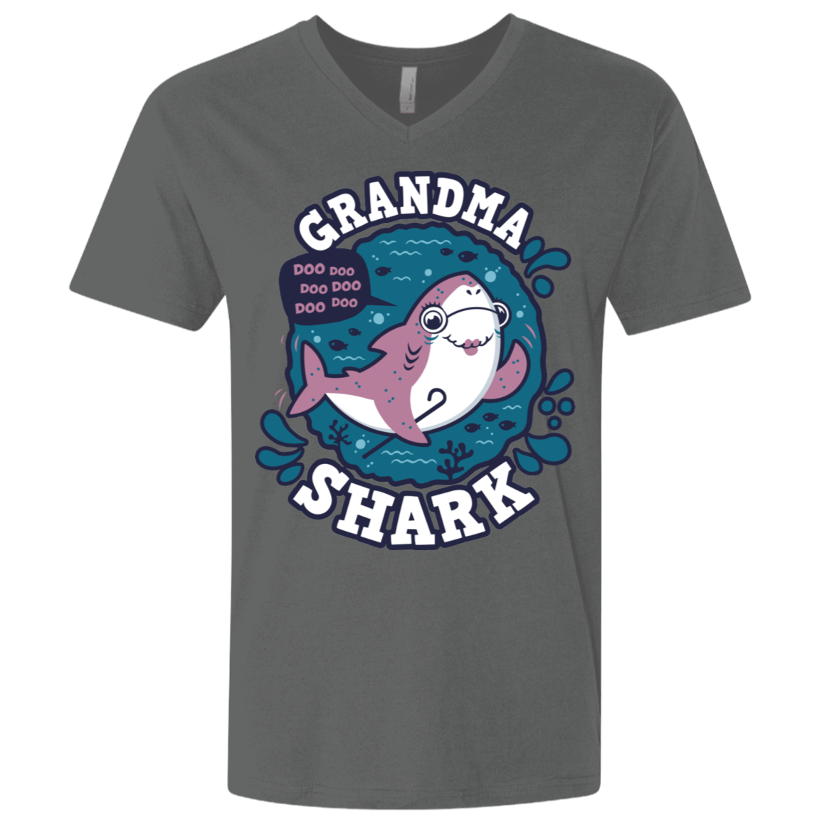 T-Shirts Heavy Metal / X-Small Shark Family trazo - Grandma Men's Premium V-Neck