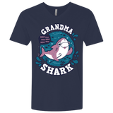 T-Shirts Midnight Navy / X-Small Shark Family trazo - Grandma Men's Premium V-Neck