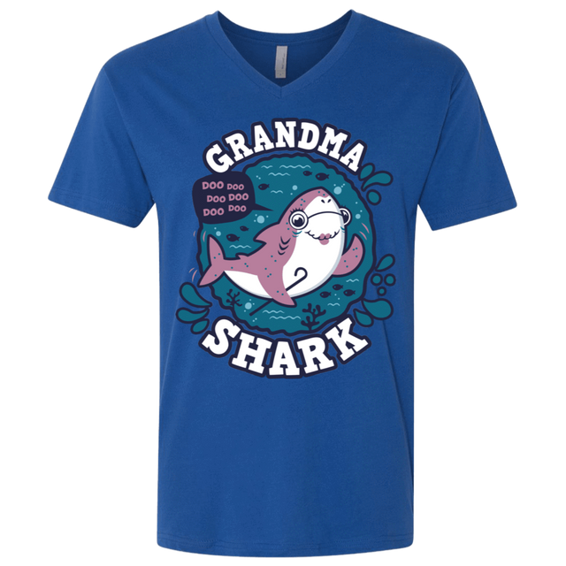 T-Shirts Royal / X-Small Shark Family trazo - Grandma Men's Premium V-Neck