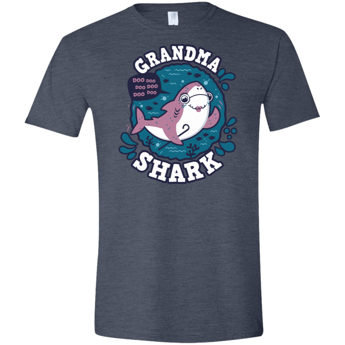 T-Shirts Heather Navy / S Shark Family trazo - Grandma Men's Semi-Fitted Softstyle