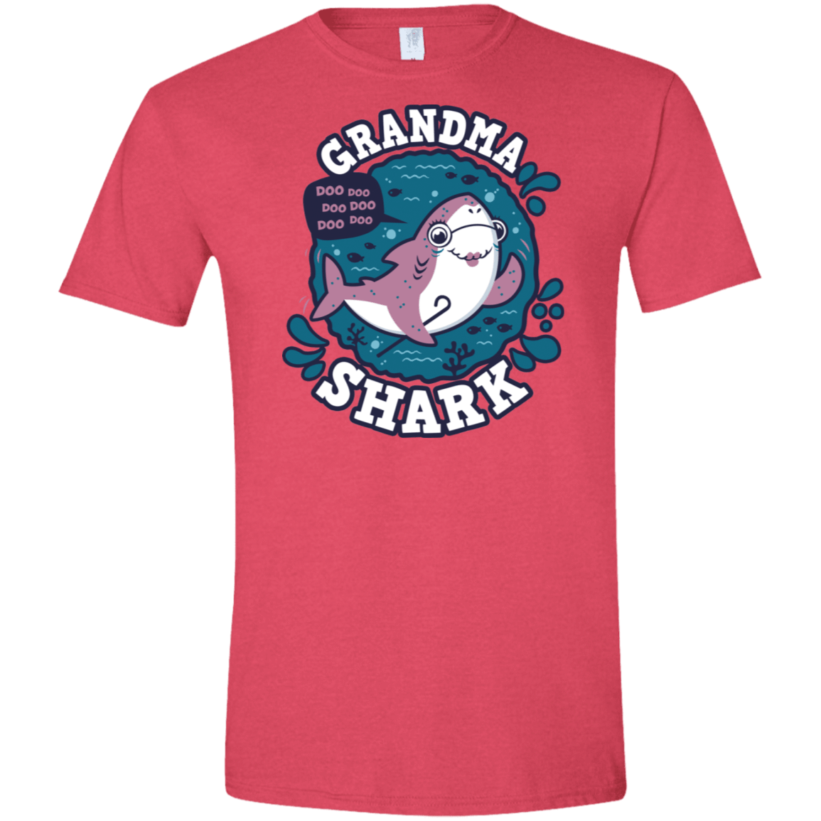 T-Shirts Heather Red / S Shark Family trazo - Grandma Men's Semi-Fitted Softstyle