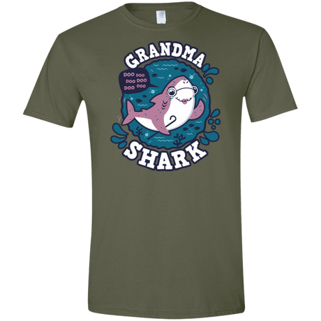 T-Shirts Military Green / S Shark Family trazo - Grandma Men's Semi-Fitted Softstyle