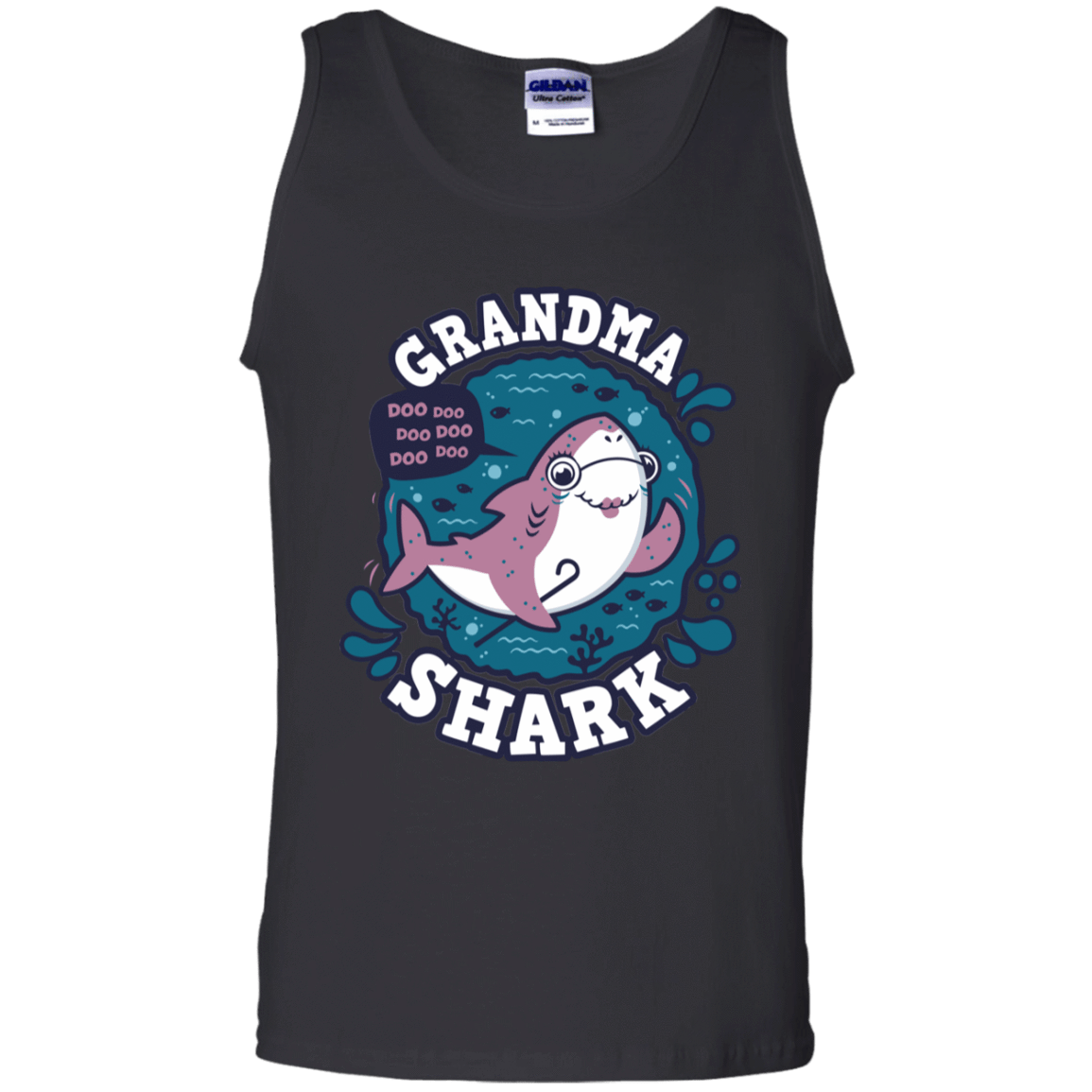 T-Shirts Black / S Shark Family trazo - Grandma Men's Tank Top
