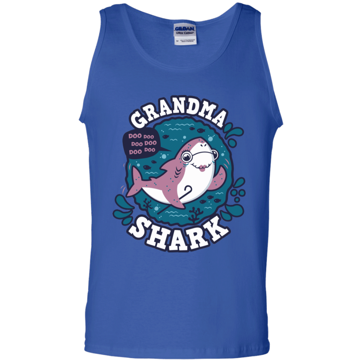 T-Shirts Royal / S Shark Family trazo - Grandma Men's Tank Top